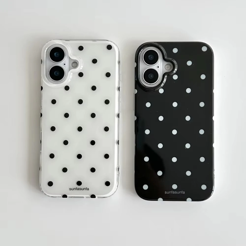 Phone Cases Unique - الحد الأدنى أبيض وأسود منقطة جراب