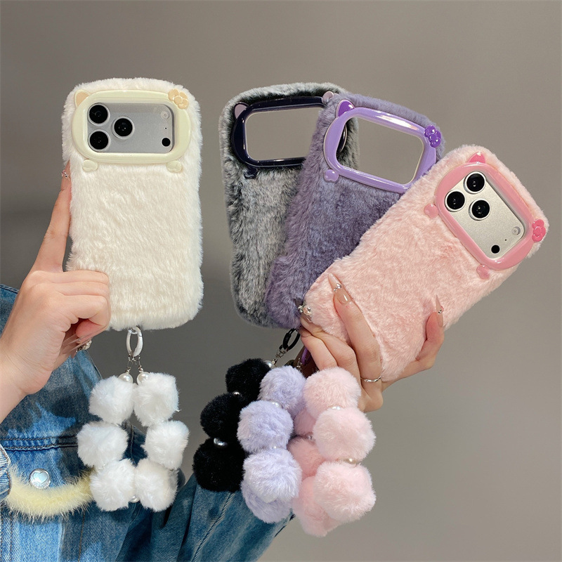 Phone Cases For Iphone 16 - غطاء هاتف فاخر من الفرو الناعم