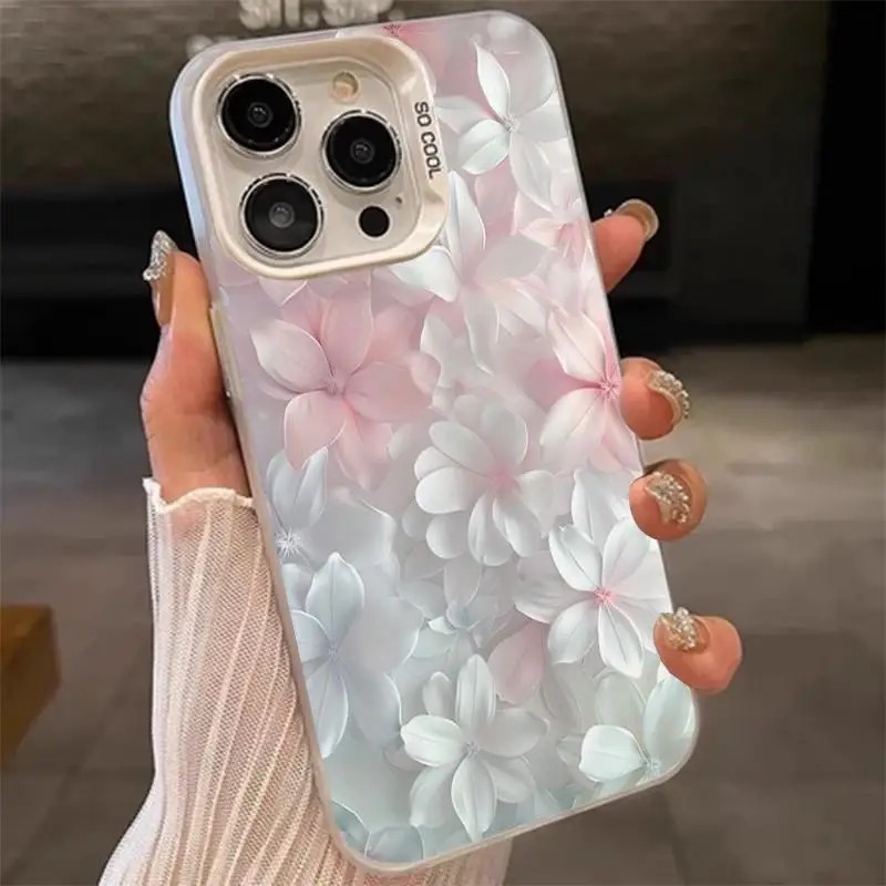Phone Cases Unique - غطاء وردي مزين بالزهور لهواتف آيفون
