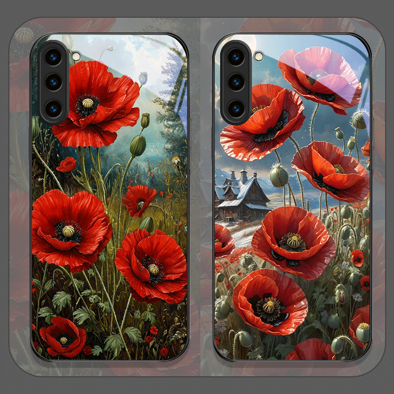 Phone Cases Silicone - غطاء هاتف من الزجاج المقوى بطباعة