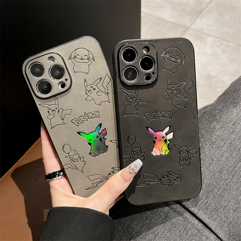 Phone Cases Unique - الكرتون بيكاتشو فو الجلود الليزر قضية