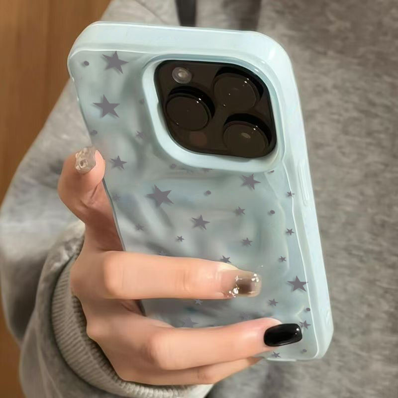 Phone Cases Unique - الحد الأدنى رمادي-أزرق ستار موجة الملمس