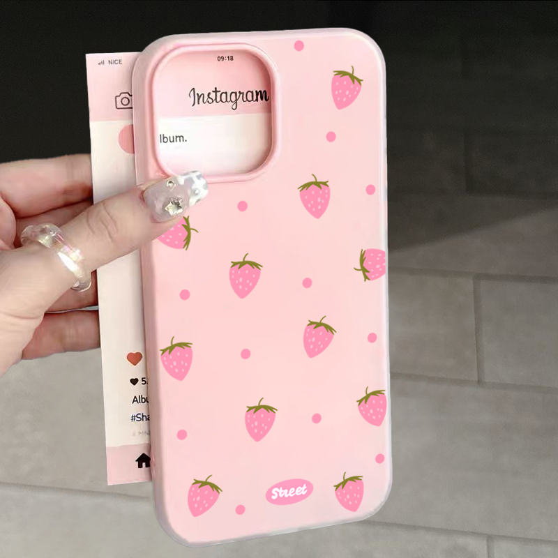 جراب هاتف بنمط الفراولة الوردي - مراجعة Phone Cases Xs Iphone وسعره